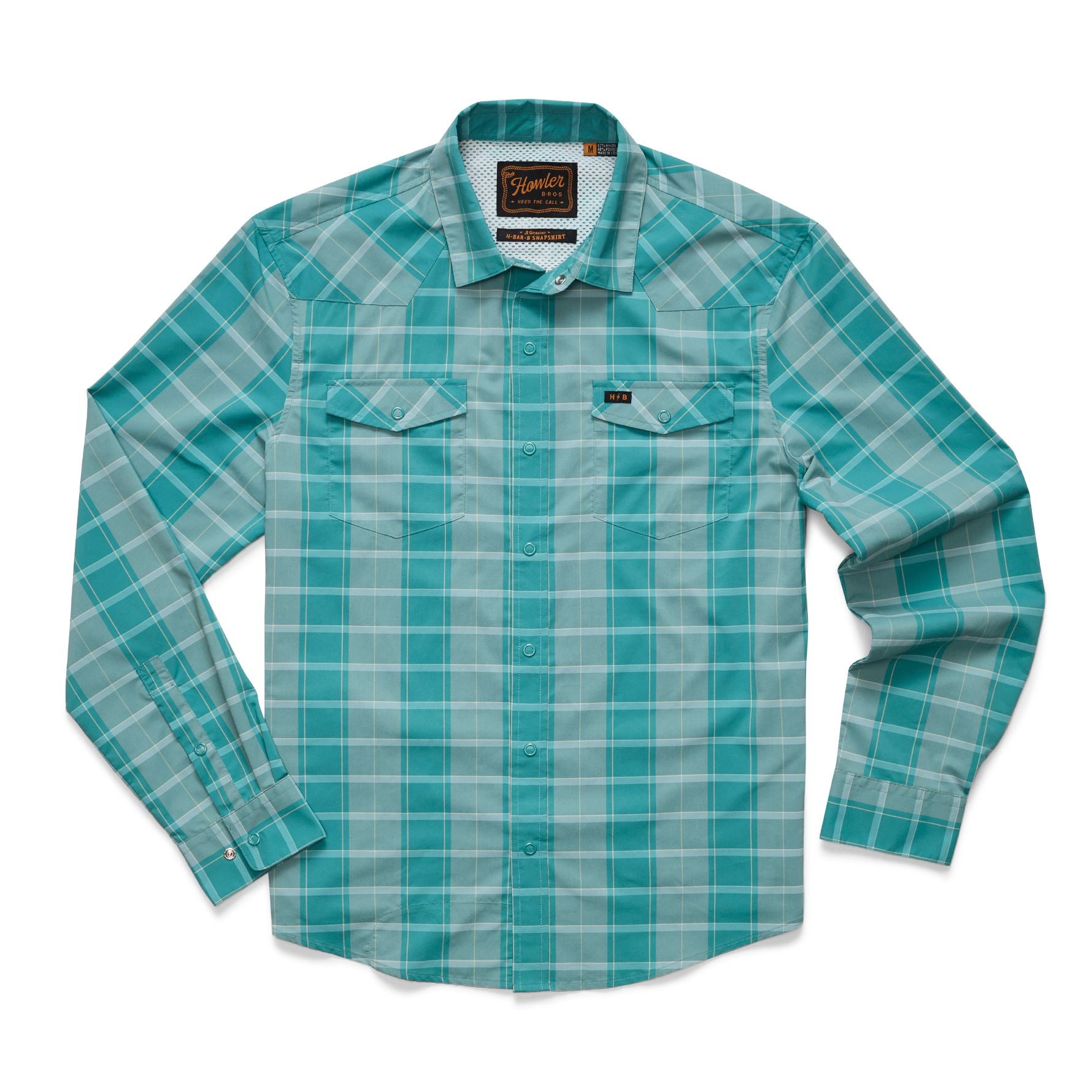 H Bar B Tech Long Sleeve Shirt- Braden Plaid/Teal